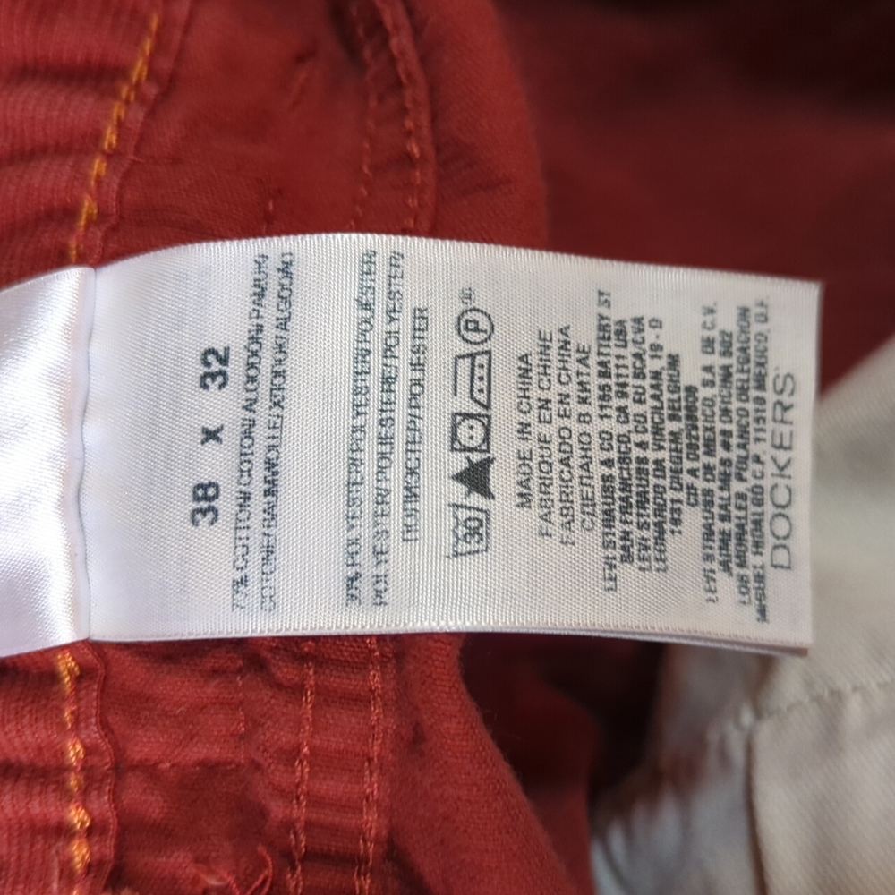 Dockers Red Corduroy Pants | 38x32 - Picture 3 of 3